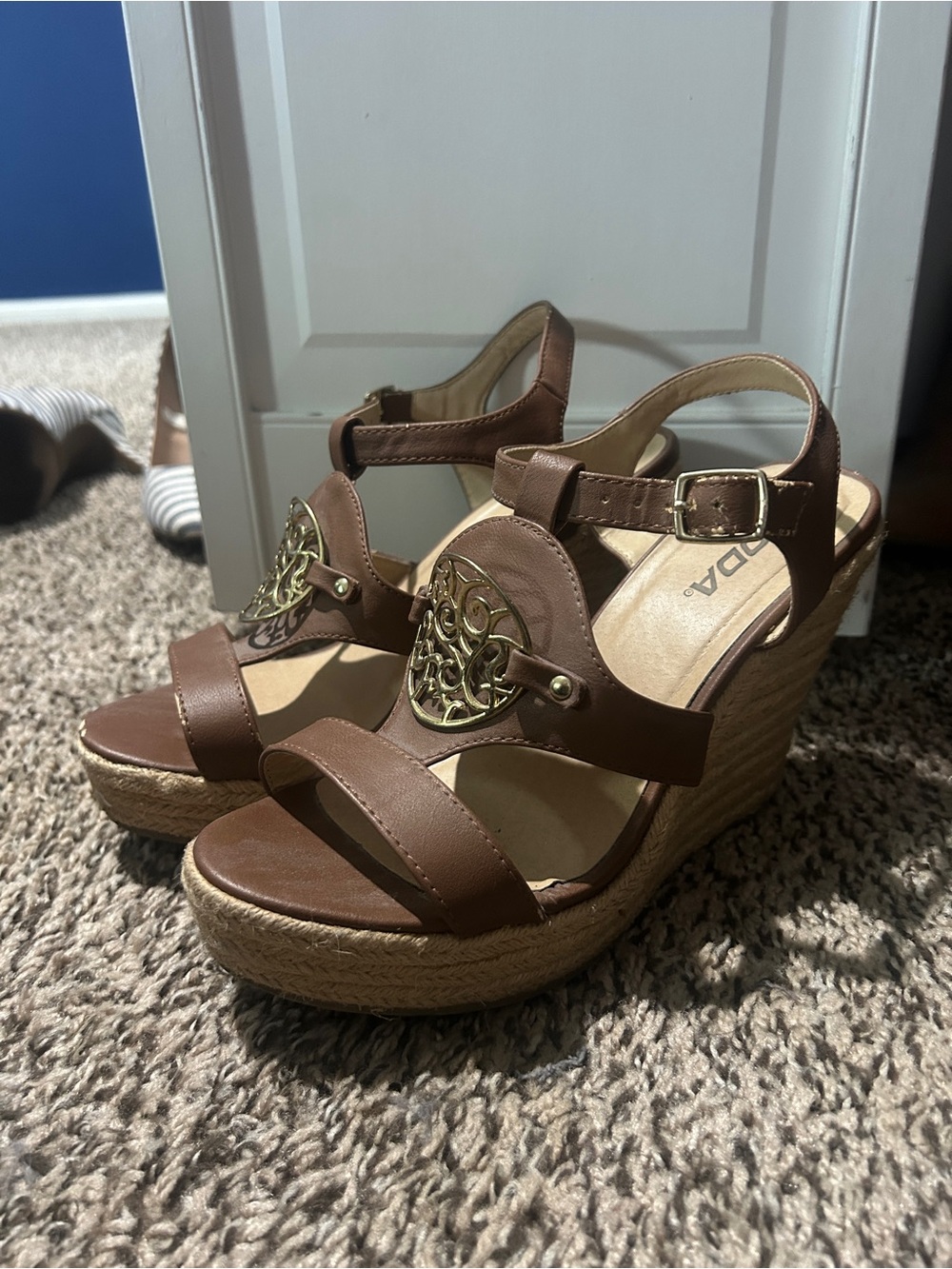 Brown Strappy Espadrille Wedges